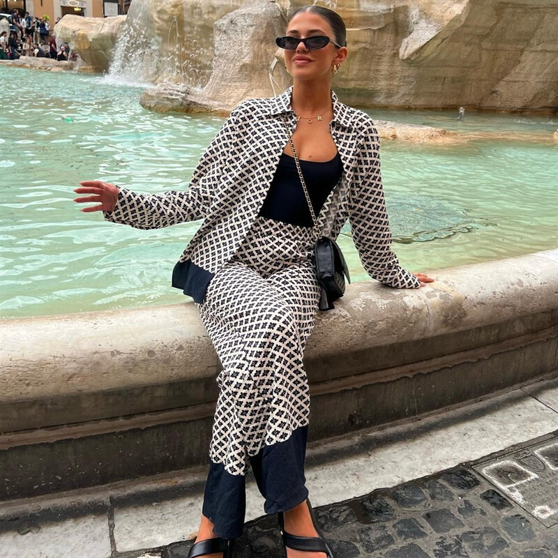 PB&ZA 2024. Proljeće Nova ženska moda temperamentna ležerna labava i svestrana košulja širokih nogavica s printom cvijeća