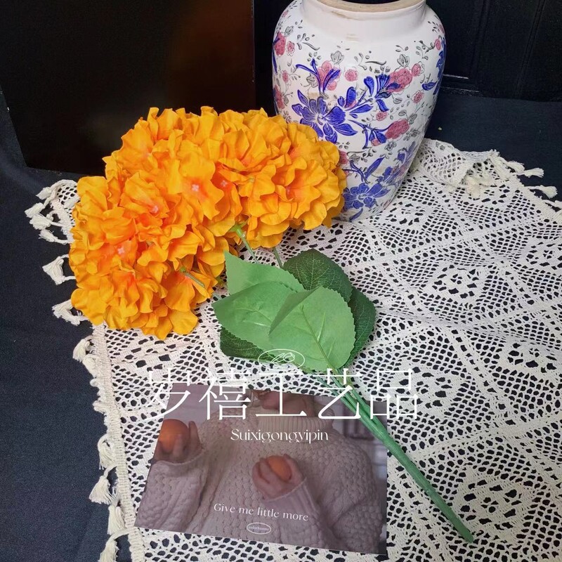 Simuleeritud lill 5 peaga hortensia lill Lihtne üheharuline hortensia pulmamaastiku fotograafia siidist lill sisekaunistus võltslill