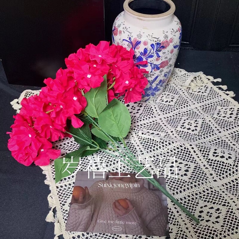 Simuleeritud lill 5 peaga hortensia lill Lihtne üheharuline hortensia pulmamaastiku fotograafia siidist lill sisekaunistus võltslill