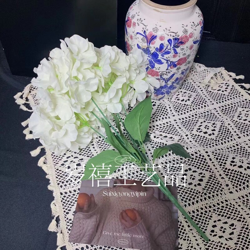 Simuleeritud lill 5 peaga hortensia lill Lihtne üheharuline hortensia pulmamaastiku fotograafia siidist lill sisekaunistus võltslill