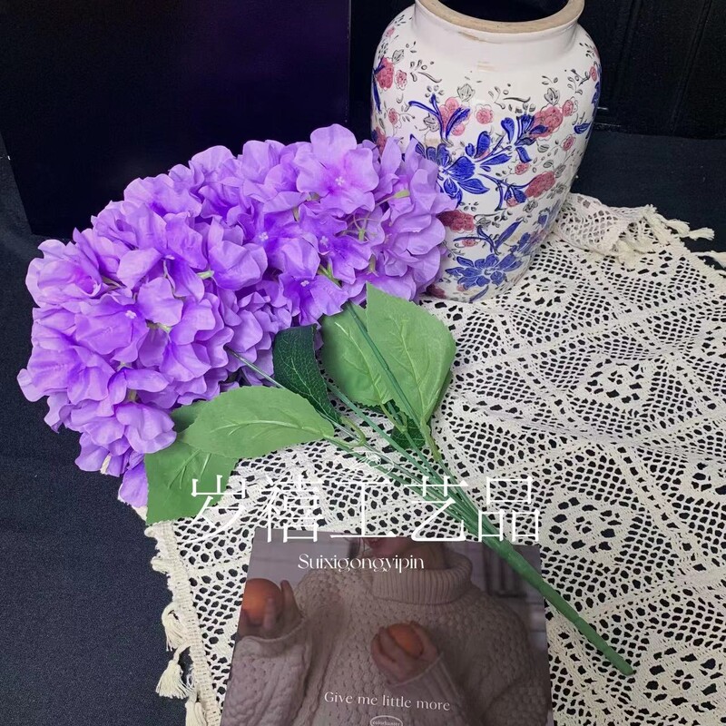 Simuleeritud lill 5 peaga hortensia lill Lihtne üheharuline hortensia pulmamaastiku fotograafia siidist lill sisekaunistus võltslill