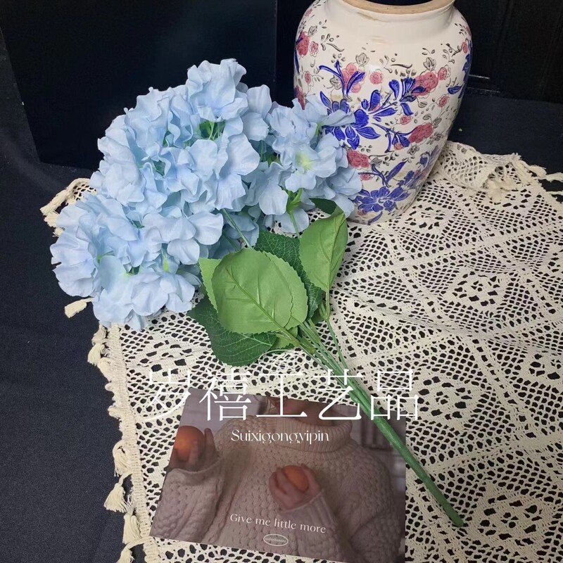 Simuleeritud lill 5 peaga hortensia lill Lihtne üheharuline hortensia pulmamaastiku fotograafia siidist lill sisekaunistus võltslill