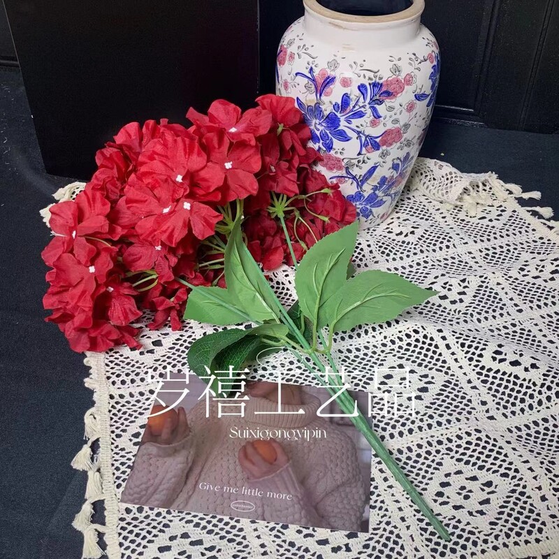 Simuleeritud lill 5 peaga hortensia lill Lihtne üheharuline hortensia pulmamaastiku fotograafia siidist lill sisekaunistus võltslill