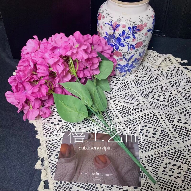 Simuleeritud lill 5 peaga hortensia lill Lihtne üheharuline hortensia pulmamaastiku fotograafia siidist lill sisekaunistus võltslill