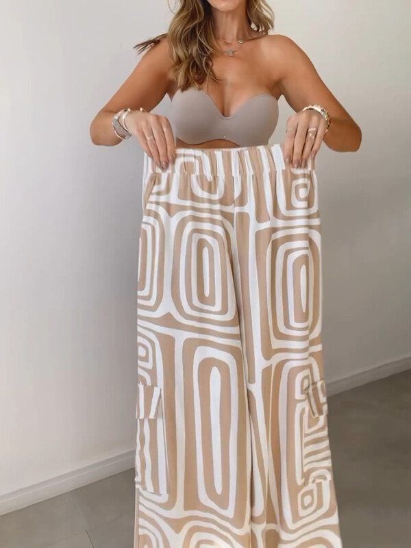 Moodsad vanaaegsed puhkuseülikonnad Naiste riided vabaaja ülikond Naiste digitaaltrükis Moodne valge särk lahtised püksid Kaheosaline komplekt