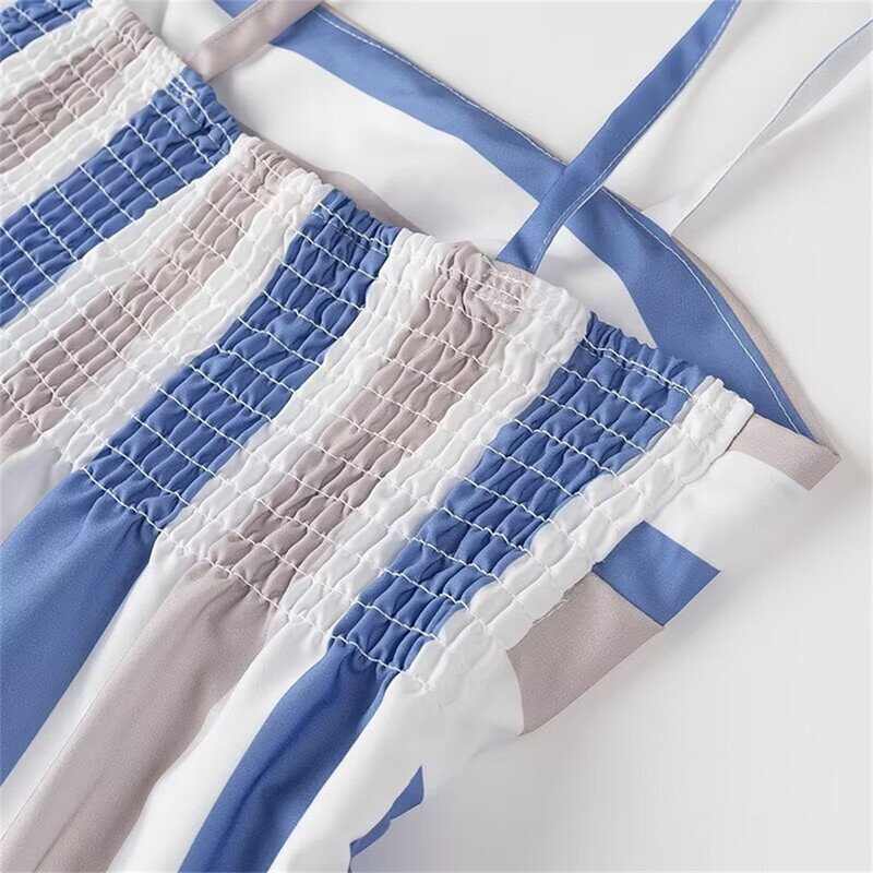 PB&ZA Ljeto 2024. nove ženske modne naramenice bez rukava uske majice na pruge visokog struka ravne hlače odijelo