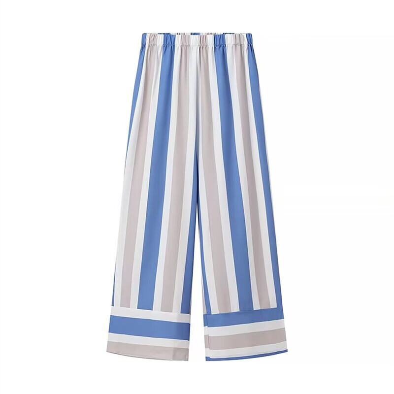 PB&ZA Ljeto 2024. nove ženske modne naramenice bez rukava uske majice na pruge visokog struka ravne hlače odijelo