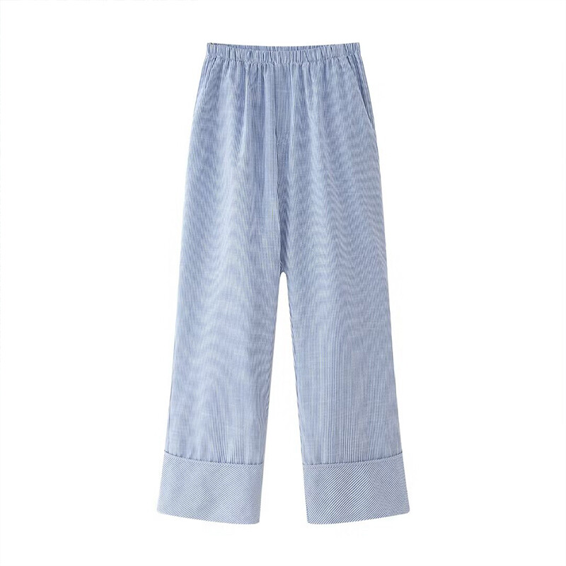 Willshela ženski modni 2-dijelni komplet prugastih jednokopčanih košulja i vintage hlača s elastičnim strukom Feamle Chic ženski kompleti hlača