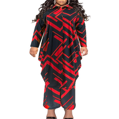 Suures suuruses kaheosalised komplektid, naiste komplektid, sobivad kostüümid, triibuline prindiga topp ja püksikomplektid vabaaja sügis-talv hulgimüük