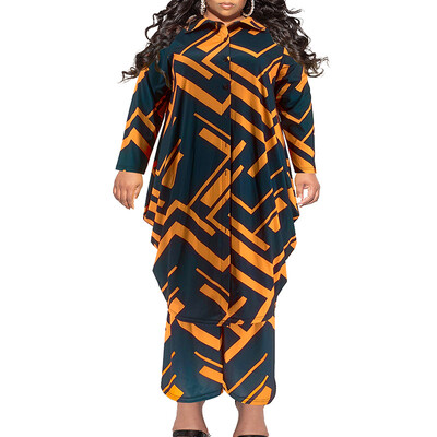 Suures suuruses kaheosalised komplektid, naiste komplektid, sobivad kostüümid, triibuline prindiga topp ja püksikomplektid vabaaja sügis-talv hulgimüük