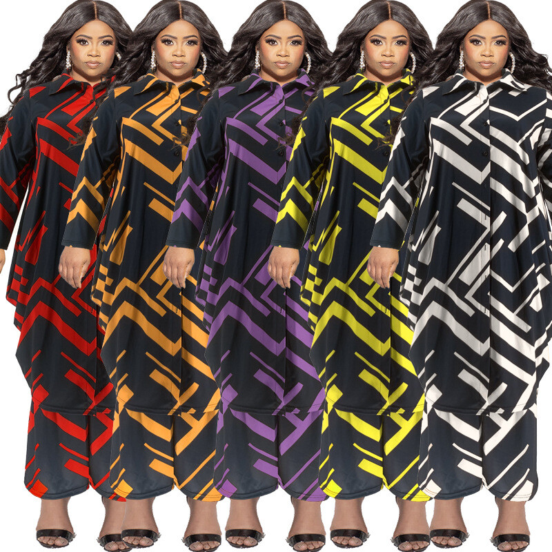 Suures suuruses kaheosalised komplektid, naiste komplektid, sobivad kostüümid, triibuline prindiga topp ja püksikomplektid vabaaja sügis-talv hulgimüük