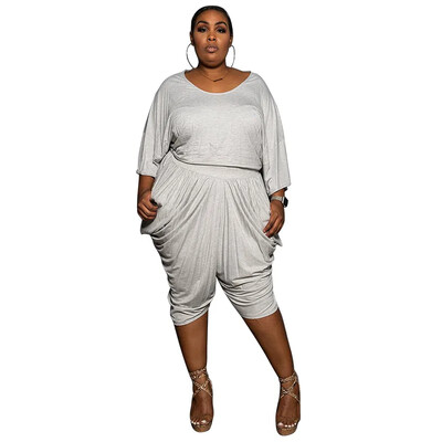 Wmstar Плюс размер Дамско облекло Комплекти от две части Ежедневни модни плътни свободни широки панталони с подредени широки крачоли Дропшиппинг