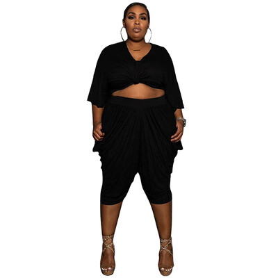 Wmstar Плюс размер Дамско облекло Комплекти от две части Ежедневни модни плътни свободни широки панталони с подредени широки крачоли Дропшиппинг