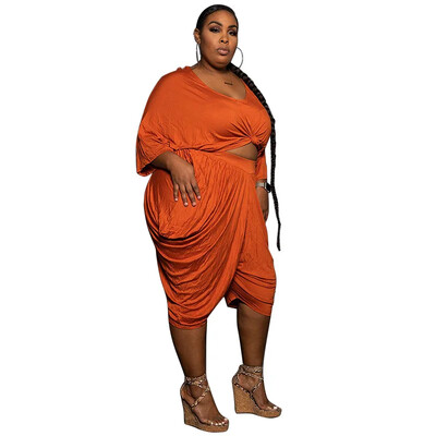 Wmstar Плюс размер Дамско облекло Комплекти от две части Ежедневни модни плътни свободни широки панталони с подредени широки крачоли Дропшиппинг