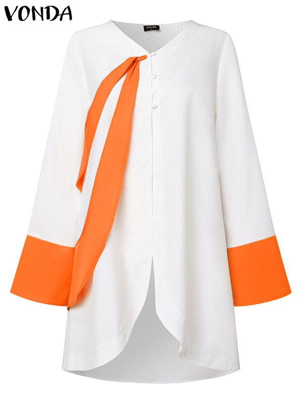 Plus veličina 5XL VONDA Ženski elegantni modni kompleti hlača dugih rukava 2 komada patchwork majica i dugih hlača Ležerna široka ulična odijela