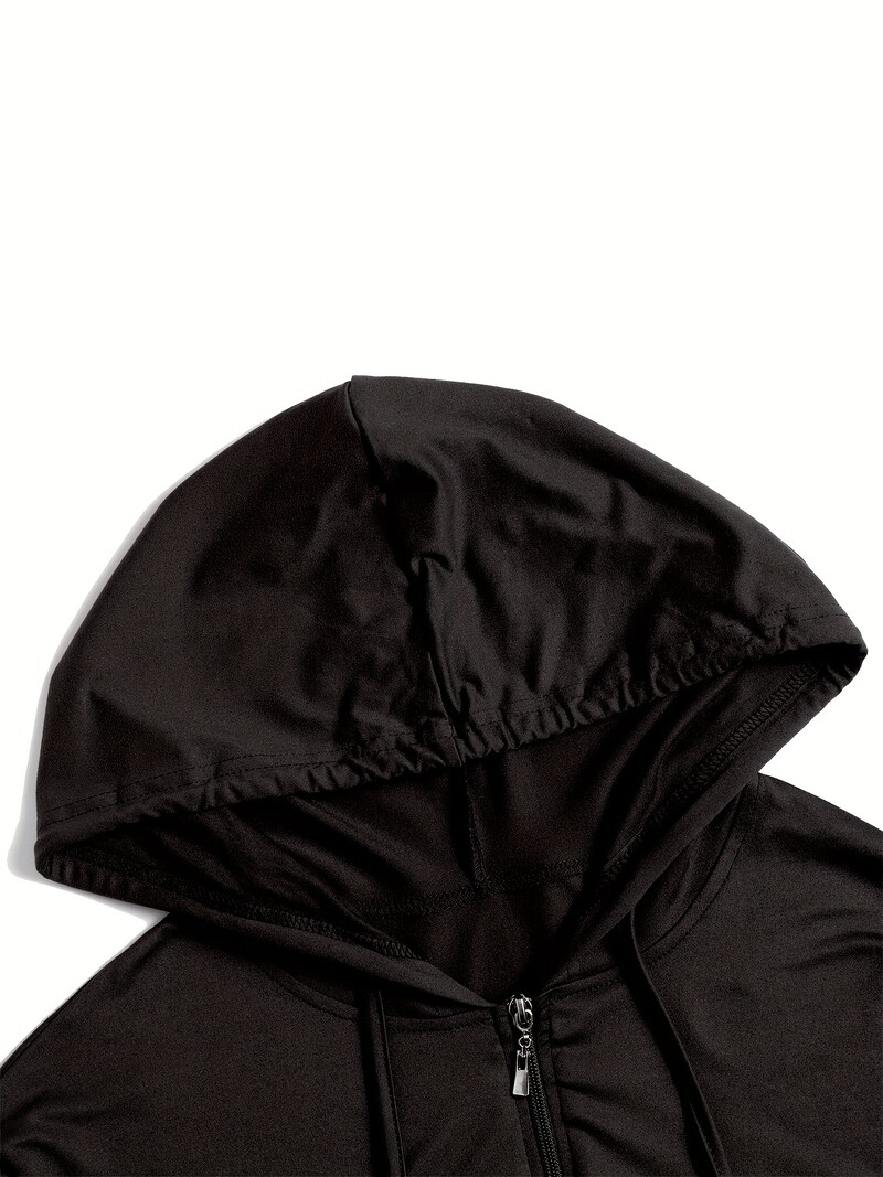 Komplet jakne i hlača s kapuljačom i hlačama s patentnim zatvaračem, ženski plus, srednje rastezljiva sportska odjeća, set od 2 komada