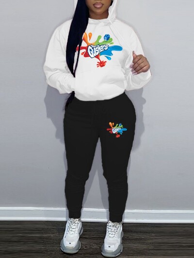 Set de trening LW Plus Size asortat pentru femei, toamna iarna, trening, hanorace+pantaloni de trening, set de 2 buc. seturi de pantaloni pulover casual