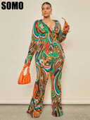 Γυναικεία αθλητική φόρμα SOMO Plus Size Μακρυμάνικα πουκάμισα + παντελόνια σέξι σετ δύο τεμαχίων casual outfits Χονδρική Dropshipping