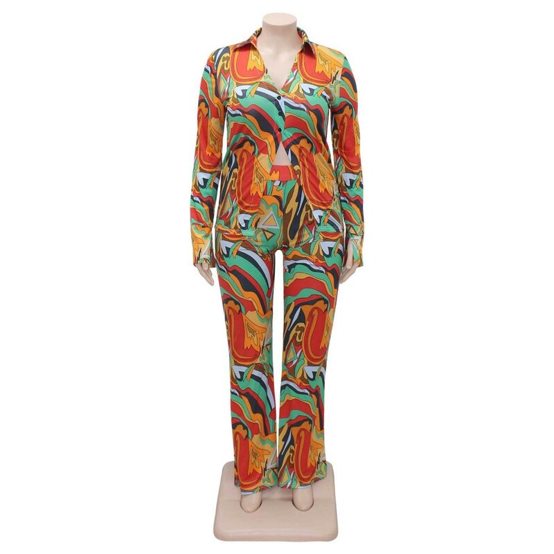 Γυναικεία αθλητική φόρμα SOMO Plus Size Μακρυμάνικα πουκάμισα + παντελόνια σέξι σετ δύο τεμαχίων casual outfits Χονδρική Dropshipping