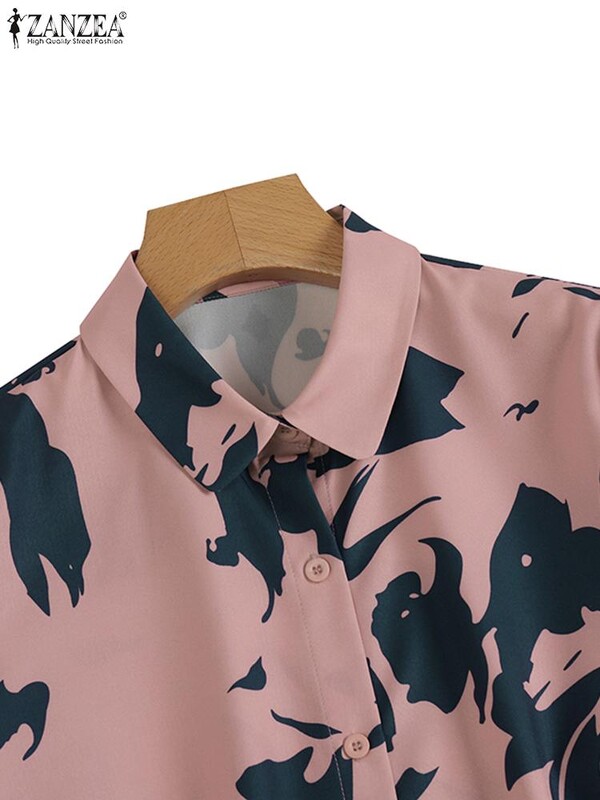 ZANZEA Ženska odijela Bluza dugih rukava s printom Hlače širokih nogavica Modni preveliki ulični salonci Ležerni kompleti hlača