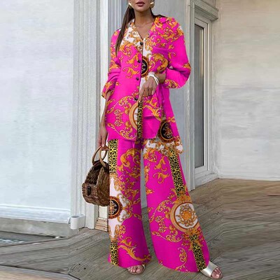 ZANZEA Summer Bohemian Παντελόνια 2024 Γυναικείες στάμπες Παντελόνια Casual Loose Side Slit Μακρύ πουκάμισο Outfits Φαρδιά Παντελόνια