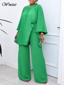 Wmstar kaheosaline naiste komplekt, avara ülaosa ja pükste komplektid, laia säärega langevad riided, uued sobivad dressirõivad, hulgimüük 2023. aasta