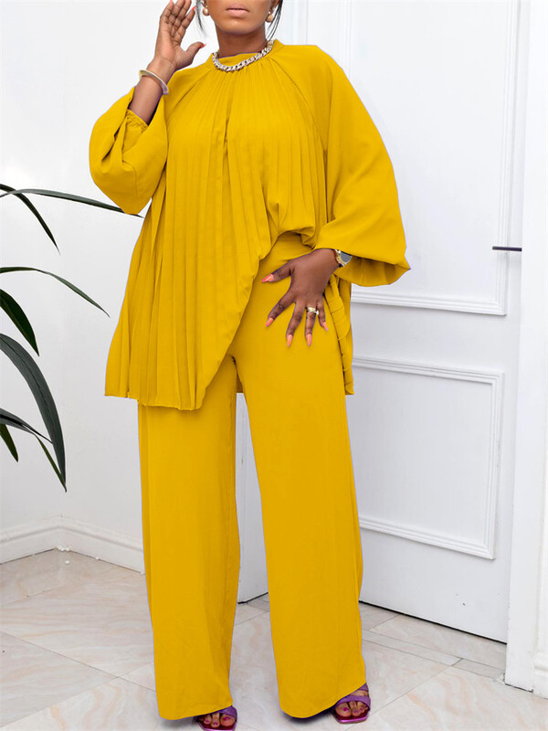 Wmstar kaheosaline naiste komplekt, avara ülaosa ja pükste komplektid, laia säärega langevad riided, uued sobivad dressirõivad, hulgimüük 2023. aasta