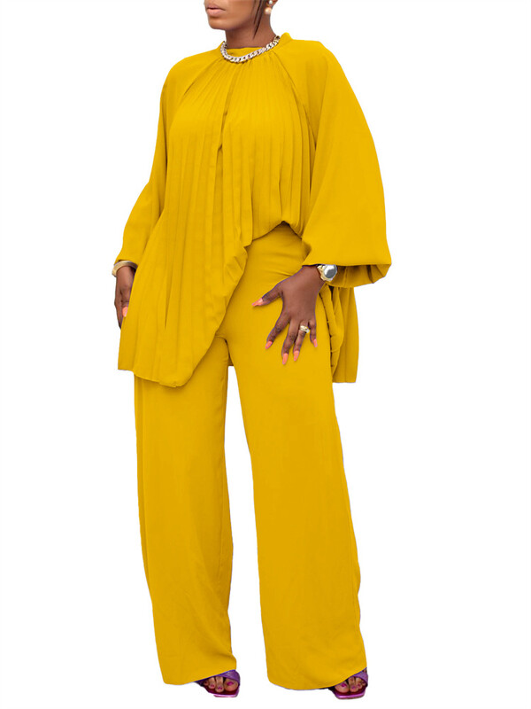 Wmstar kaheosaline naiste komplekt, avara ülaosa ja pükste komplektid, laia säärega langevad riided, uued sobivad dressirõivad, hulgimüük 2023. aasta