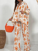 Jesen 2024. Dvodijelni kompleti širokih nogavica Ženska proljetna košulja s dugim rukavima Ležerno odijelo od 2 komada za žene