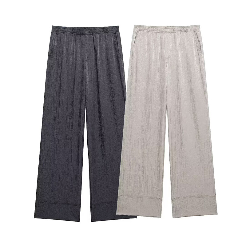 TRAF Kompleti hlača širokih nogavica za žene 2-dijelni modni široki gornji dio košulje na vezanje Žensko odijelo 2-dijelni set ženske odjeće