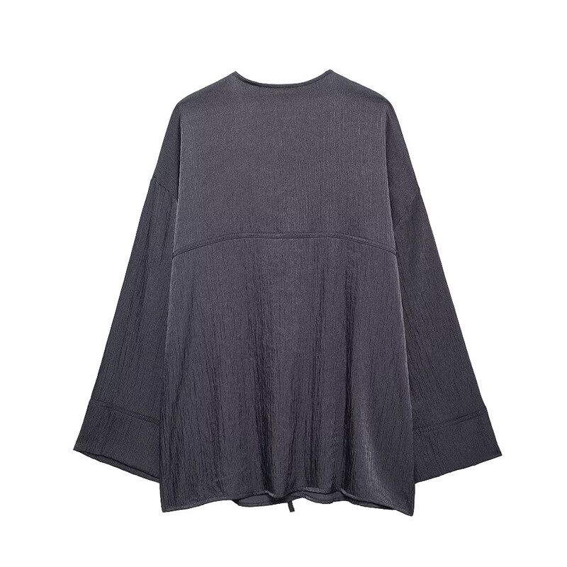 TRAF Kompleti hlača širokih nogavica za žene 2-dijelni modni široki gornji dio košulje na vezanje Žensko odijelo 2-dijelni set ženske odjeće