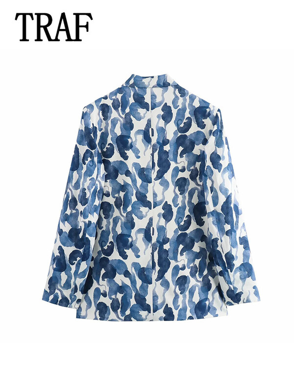 TRAF Women 2 τεμάχια Γυναικείο μακρυμάνικο μπλέιζερ μπλουζάκι + πιέτες Κομψό γυναικείο παντελόνι με φαρδύ πόδι Γυναικείο ντύσιμο