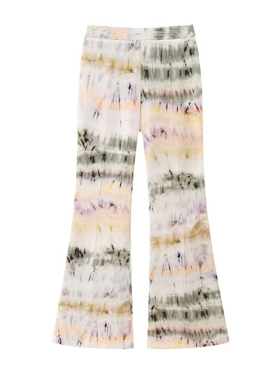 TRAF Ženska moda Tie Dye Labavi patentni zatvarač sa strane, ležerna haljina s 3 odijela s otvorenim ovratnikom, ulična košulja, široke hlače s patentnim zatvaračem