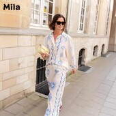 Ležerne košulje i hlače s modnim printom Elegantni ženski kompleti za žene 2 komada Trafza Rasprodaja ženske odjeće Hlače Hlače