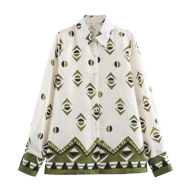 Ženska košulja s printom na jedno kopčanje, majica s dugim rukavima i visokim strukom, ležerna, raznovrsna, komplet hlača s ravnim nogavicama Novo