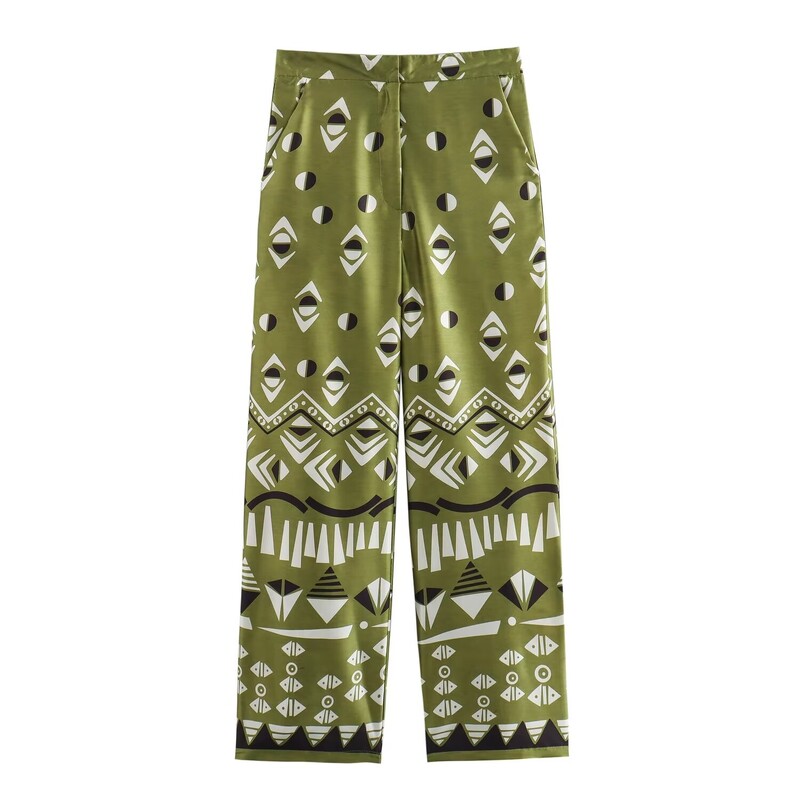 Ženska košulja s printom na jedno kopčanje, majica s dugim rukavima i visokim strukom, ležerna, raznovrsna, komplet hlača s ravnim nogavicama Novo