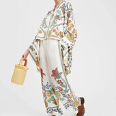 Moda cu gâtul O, buton, cămăși cu mânecă lungă și ținute cu pantaloni lungi, femei, model elegant, imprimeu, costume largi, ocazional, cu picioare late, seturi de 2 buc.