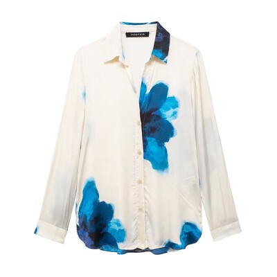 TRAFZA 2024 Nova modna ženska ženska majica s reverima s printom na rever Ležerna košulja s džepovima na vezanje i elegantni nabori Ženske duge hlače širokih nogavica