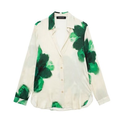 TRAFZA 2024 Nova modna ženska ženska majica s reverima s printom na rever Ležerna košulja s džepovima na vezanje i elegantni nabori Ženske duge hlače širokih nogavica