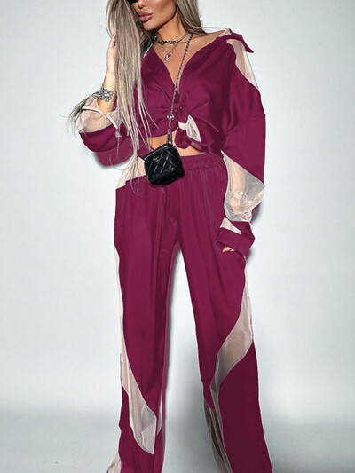 Mumaroho 2023 Ženski set hlača Jesen Zima Patchwork široka odjeća Dvodijelni odgovarajući set za žene