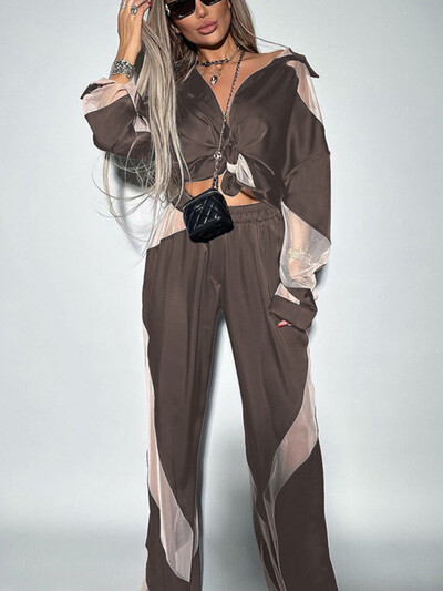 Mumaroho 2023 Ženski set hlača Jesen Zima Patchwork široka odjeća Dvodijelni odgovarajući set za žene