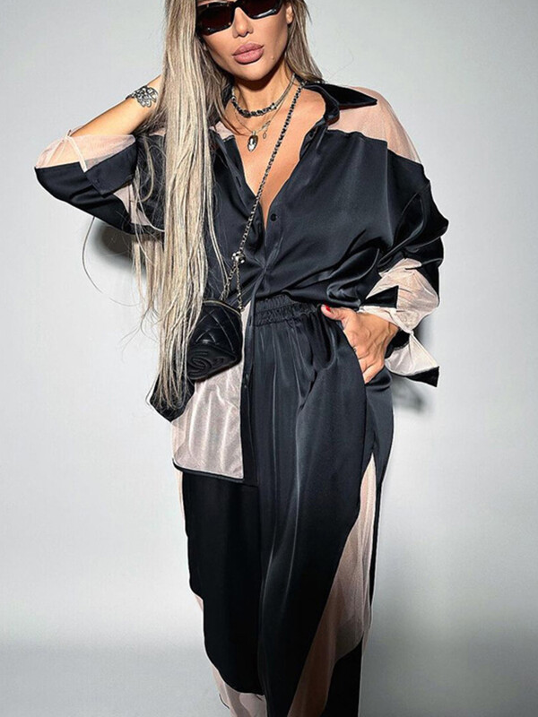 Mumaroho 2023 Ženski set hlača Jesen Zima Patchwork široka odjeća Dvodijelni odgovarajući set za žene