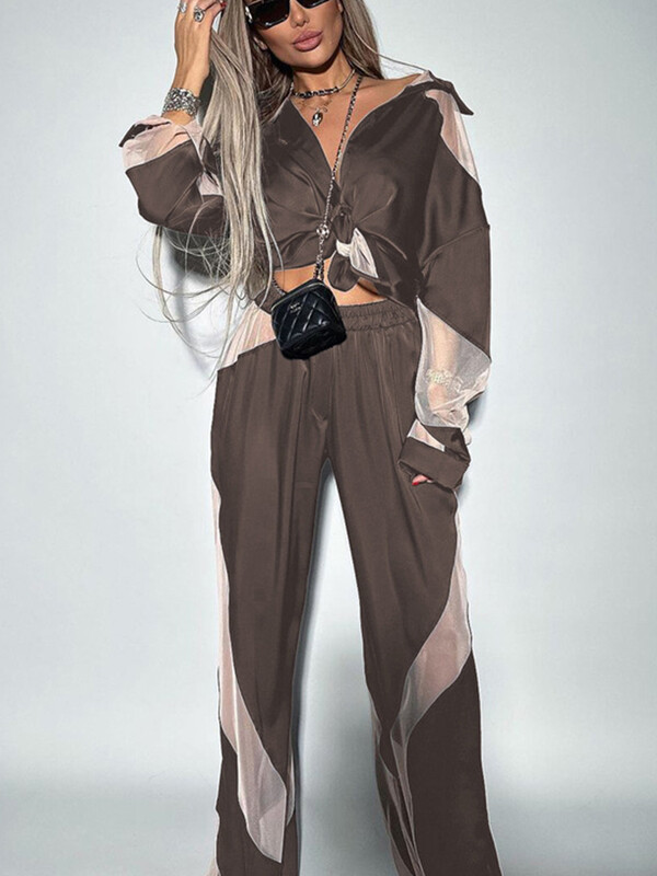 Mumaroho 2023 Ženski set hlača Jesen Zima Patchwork široka odjeća Dvodijelni odgovarajući set za žene