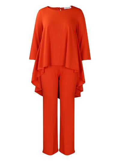 Дамски ежедневен комплект Ежедневен комплект с кръгло деколте Свободно неправилно горнище, модни едноцветни панталони Дамски есенно-зимен ежедневен комплект от две части