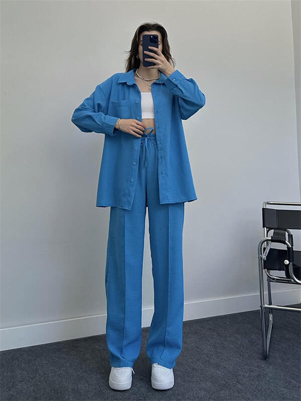 Ženska 2-dijelna odjeća dugih rukava Ljubičaste jesenske majice Plisirane široke hlače Kompleti širokih hlača Ležerna odjeća Y2K odjeća