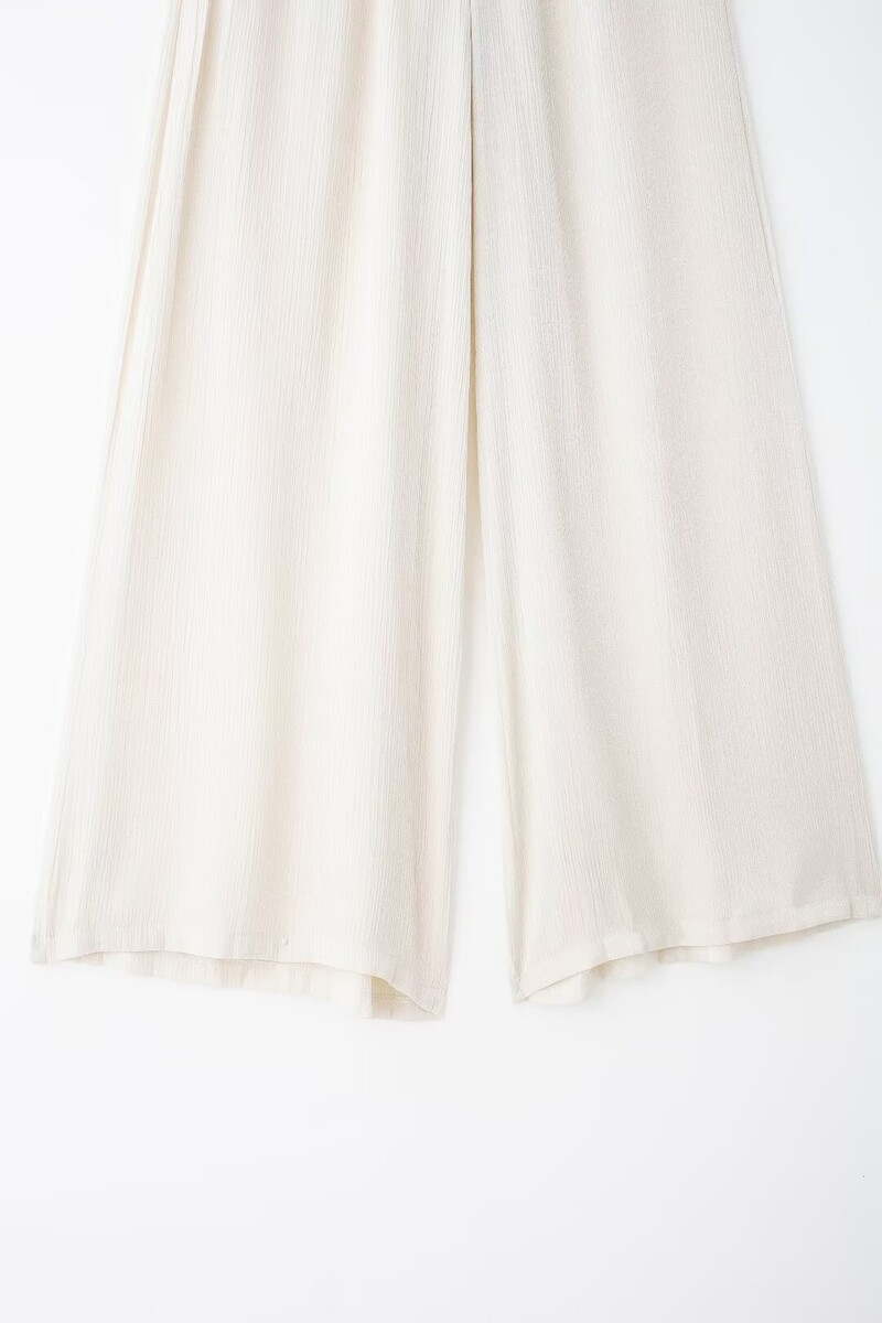 TRAFZA ženski set od 2 komada, ukras na vezivanje, plisirani efekt, svijetli rever, jakna s podijeljenim gornjim dijelom + hlače širokih nogavica s elastičnim strukom Mujer