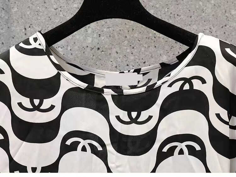 Moekas ja elegantne šifoonist särk, naiste suvine ülisuure kõhtu katva ülaosa, mikro laienevad püksid, kaheosaline komplekt