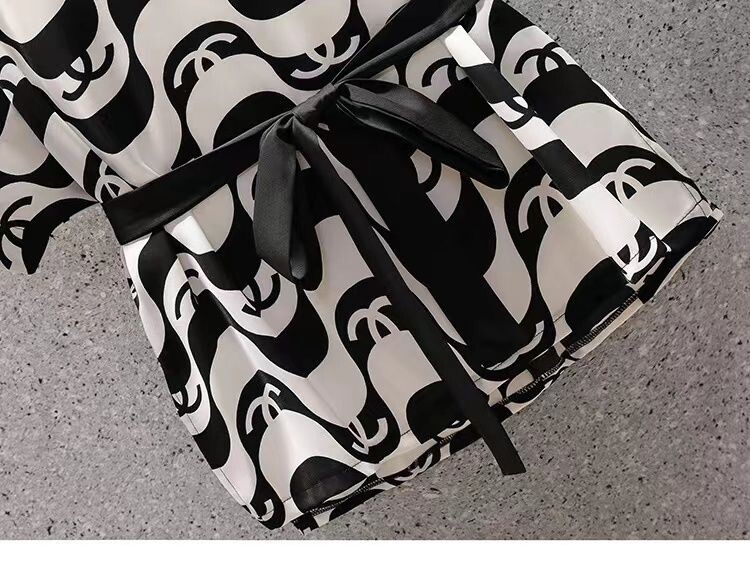 Moekas ja elegantne šifoonist särk, naiste suvine ülisuure kõhtu katva ülaosa, mikro laienevad püksid, kaheosaline komplekt