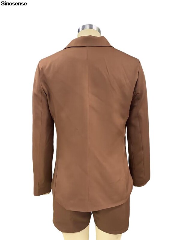 Naiste mood klassikaline, kaheosaline, kaheosaline komplekt, pikkade varrukatega bleiserülikond + nööbiga põletatud lühikesed püksid, ülikonnad, vabaaja elegantne OL äriülikond