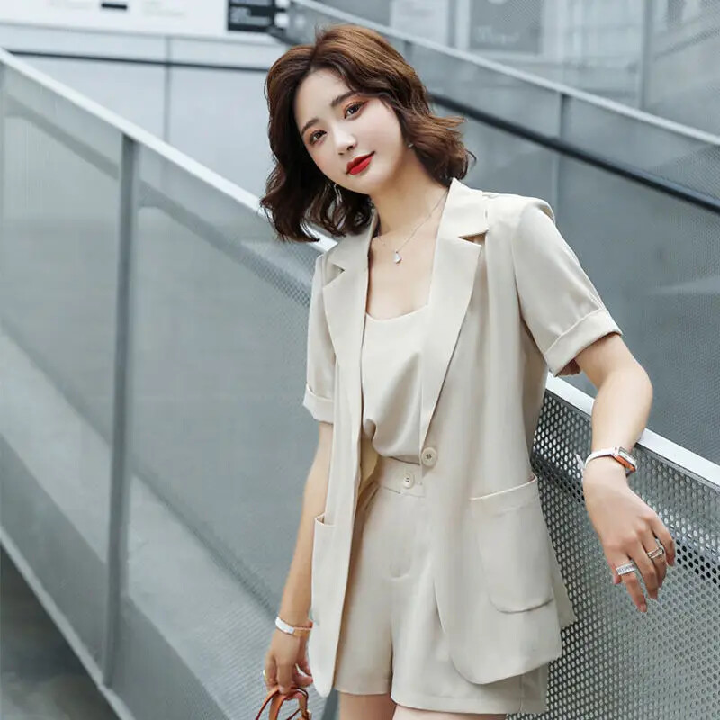 2024. Sakoi i kratke hlače Odijela za žene Ljetna uredska odjeća Kratki rukavi Crni ženski komplet hlača Udobni promotivni trendovi